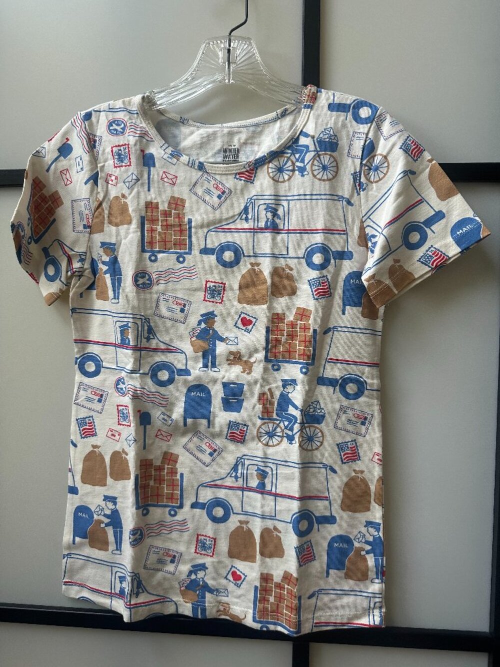 Winter Water Factory T-Shirt Womens XS Organic Cotton Mail Carrier Novelty Print